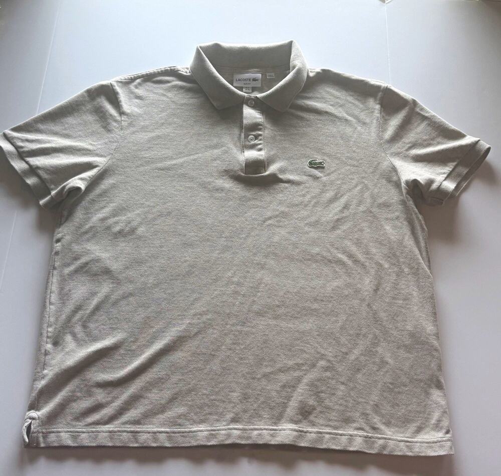Lacoste Men’s XL Gray Slim Fit Cotton Polo Short Sleeve Embroidered Crocodile